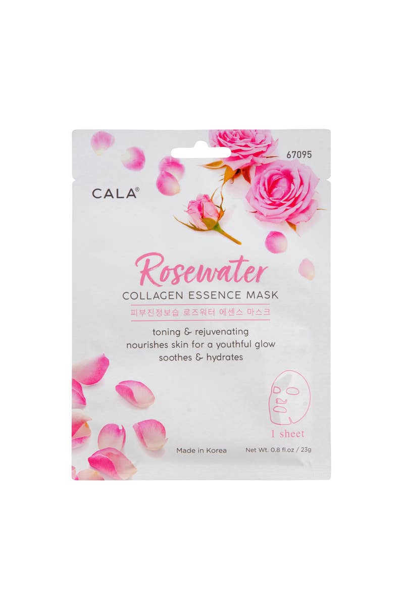 CALA 67095 Rosewater Collagen Essence Facial Mask Sheet