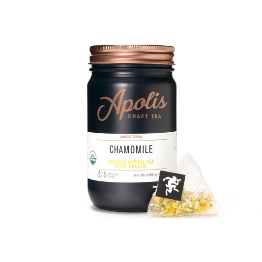 Apolis Organic Chamomile  Tea Bags, 15 tea bags in jar (add on item for the build a gift box listing only)