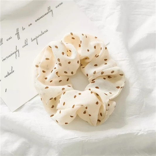 Hair Scrunchie for Women: Beige with dots