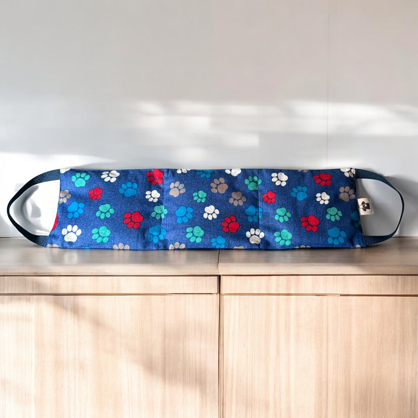 Dog paws  microwavable rice neck hot pack, with removable cover and handles,