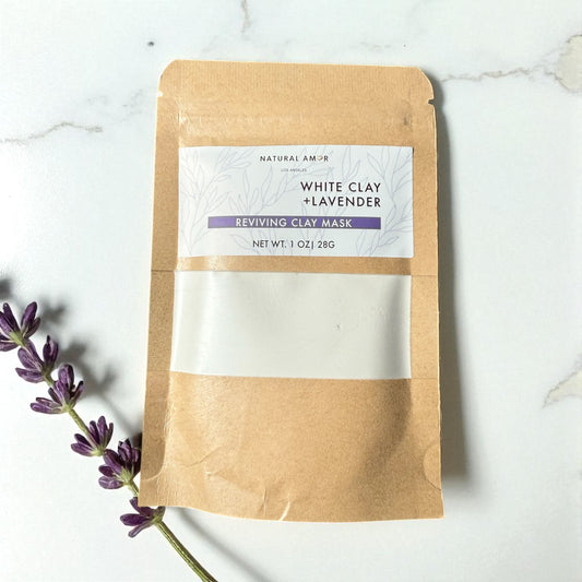 Mini 1oz Clay Mask in bag: White Clay+ Lavender