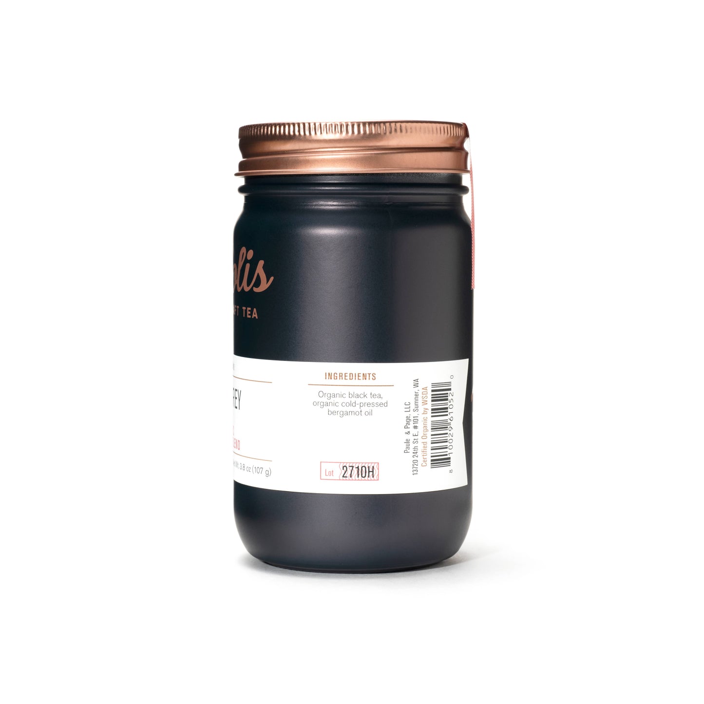 Apolis Organic Earl Grey Tea Bags, 15 tea bags in jar (add on item for the build a gift box listing only)