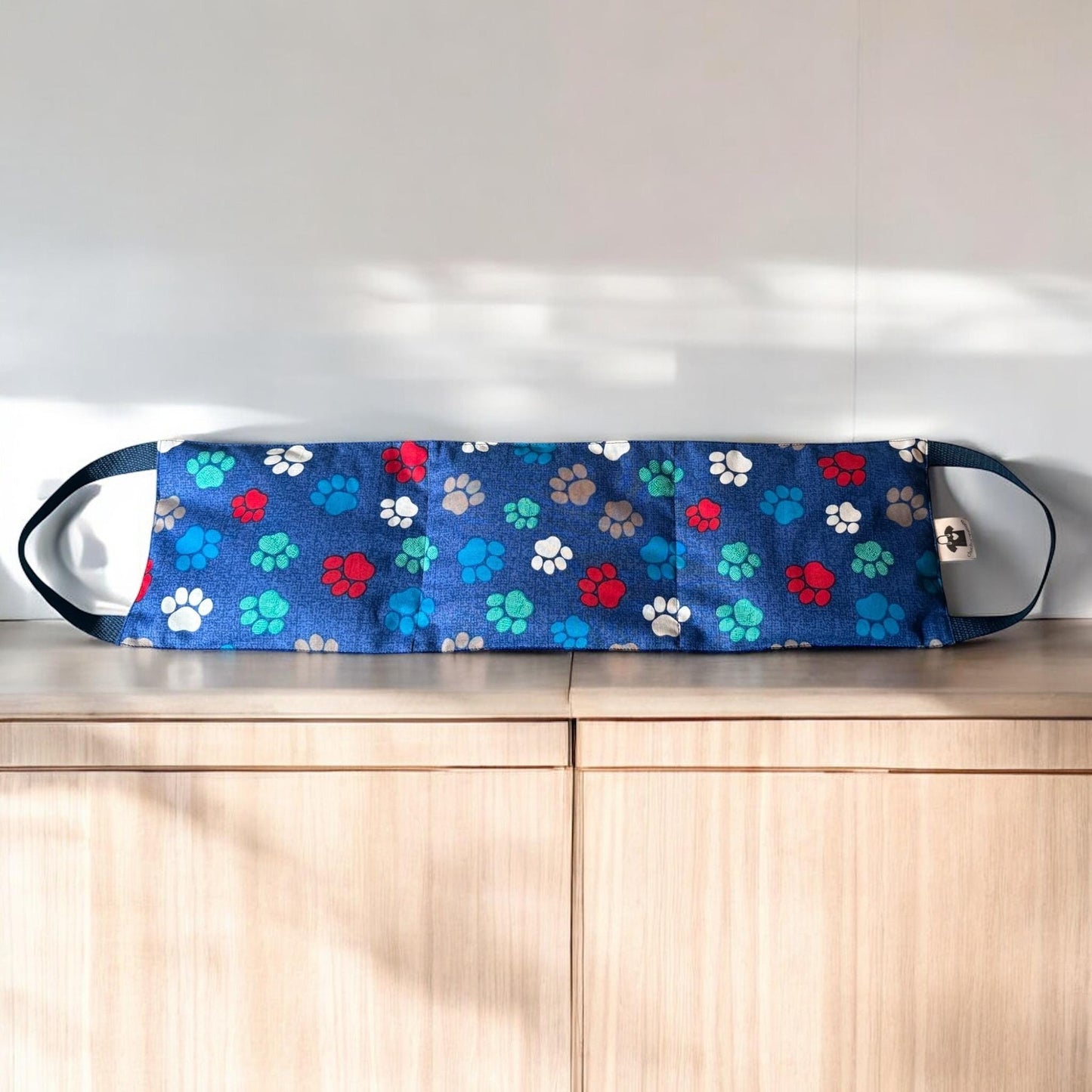 Dog paws  microwavable rice neck hot pack, with removable cover and handles,