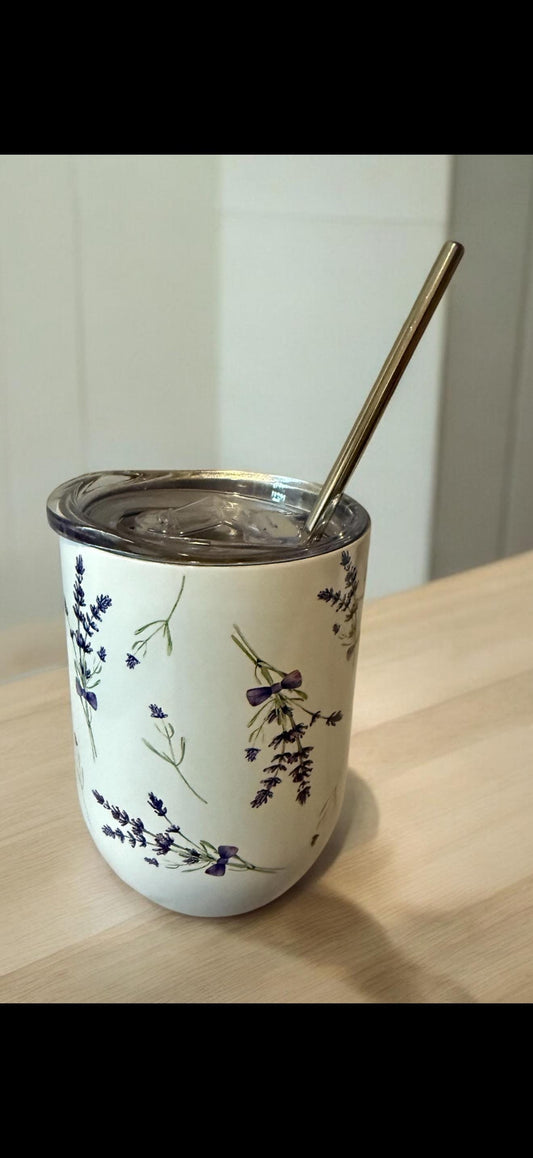 12oz. lavender flower wine tumbler